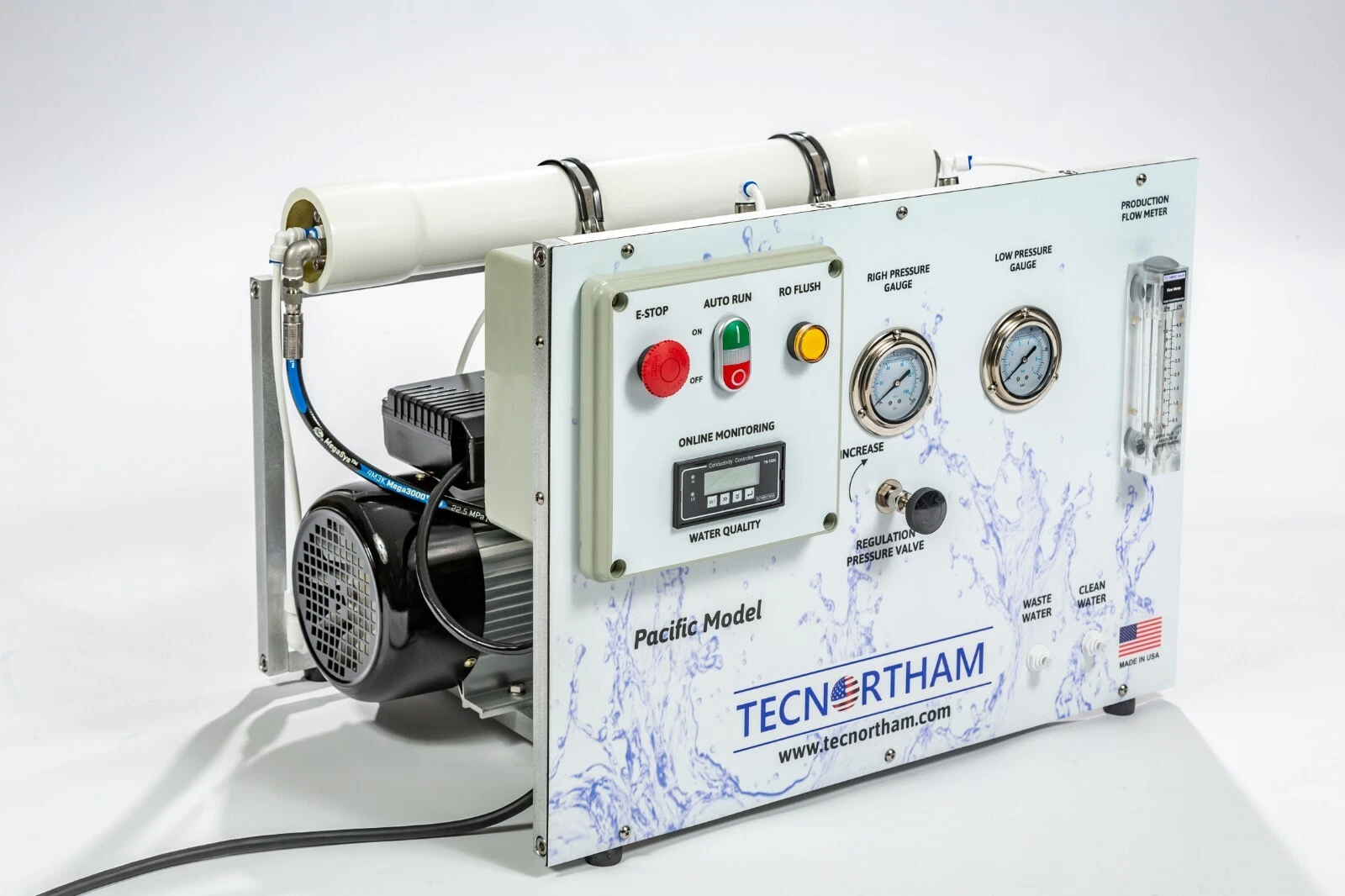 Tecnortham Pacific reverse osmosis watermaker with gauges