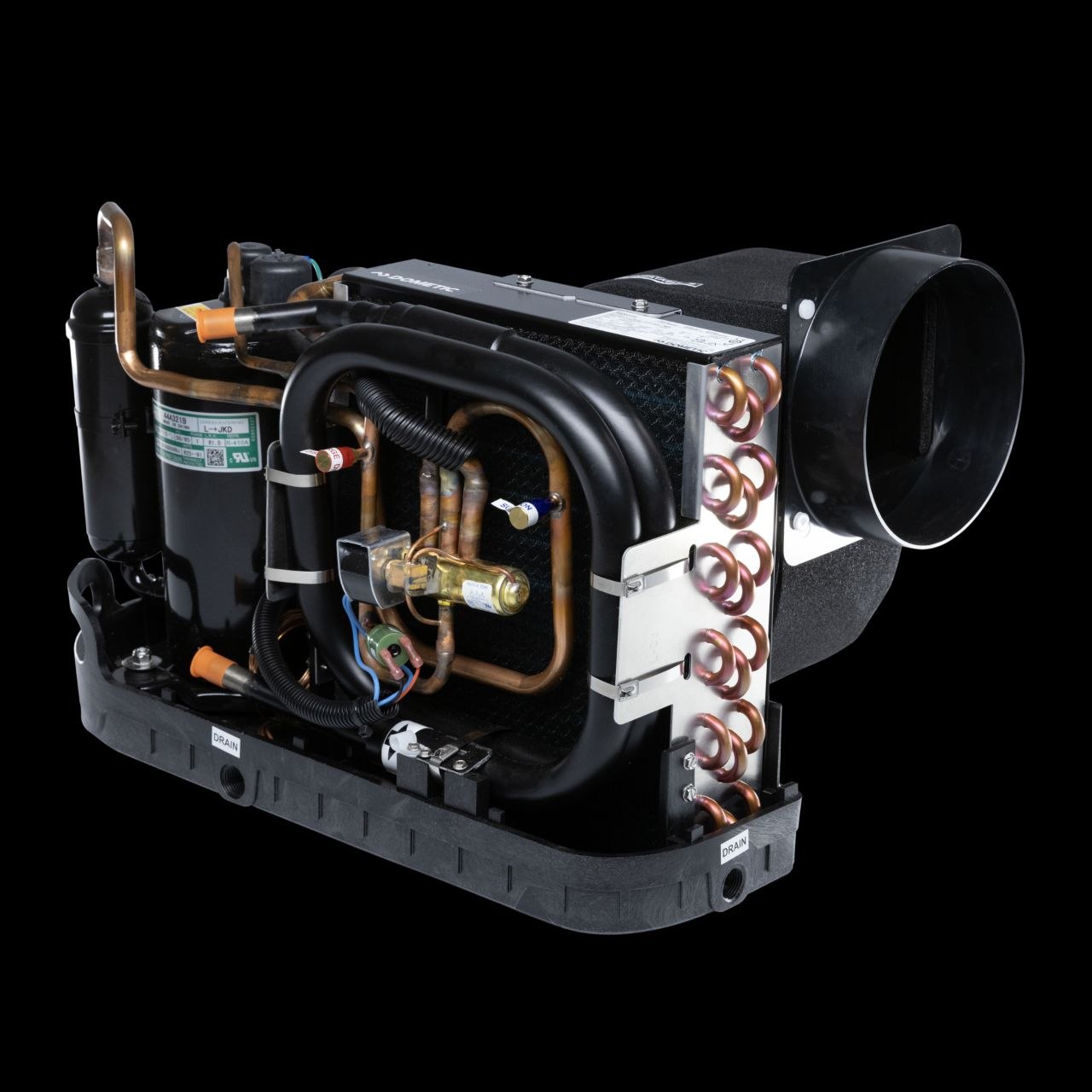 Marine AC condenser coil and refrigerant lines